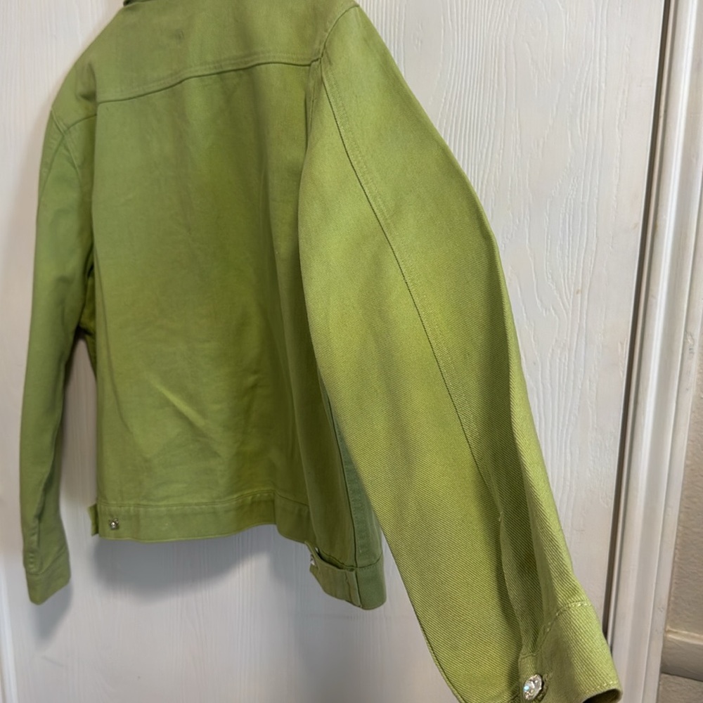 Christine Alexander Women's Large Green Denim Rhinestone Long Sleeve Button Down - Picture 10 of 15